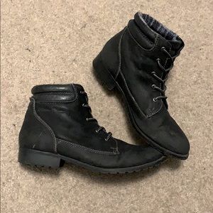 Eddie Bauer, short black leather boots!